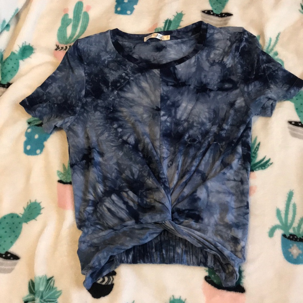 Blue Tie-Dye Crop Top